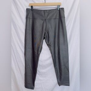 Intro. Black High Waisted Ankle Length Tummy Control Faux Leather Leggings